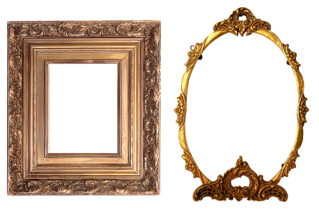 Gold Border Photo Frame Transparent PNG