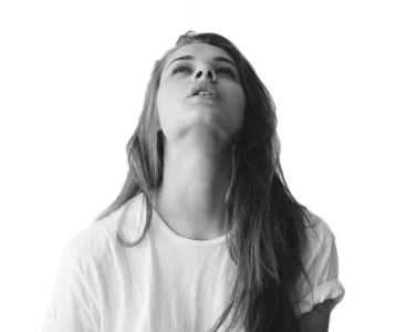 Woman Looking Up Black and White PNG
