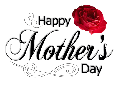 Happy Mother's Day Text with Red Rose Clipart
