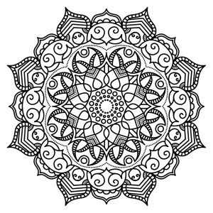 Black Outline Mandala Coloring Design PNG