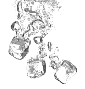 Ice Cubes Splashing In Water With Bubbles PNG Image