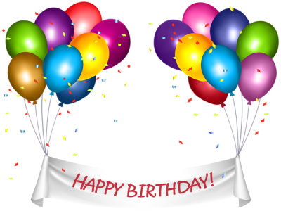 Colorful Happy Birthday Balloons Banner Free PNG