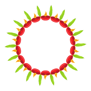 Circular Diwali Diya Wreath with Leaves Free PNG