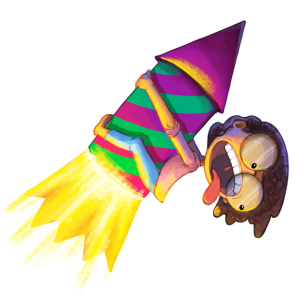 Cartoon Boy Riding Diwali Rocket Free PNG Clipart