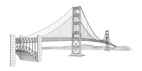 Golden Gate Bridge Wireframe Clipart