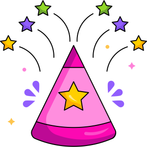 Colorful Party Popper with Stars Clipart