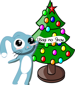 Cute Bunny with Decorated Christmas Tree Free PNG