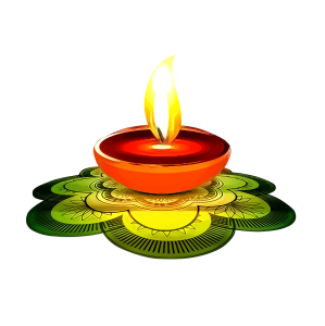 Diwali Diya on Floral Rangoli Free PNG