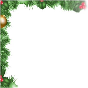 Christmas Pine and Holly Corner Border Clipart
