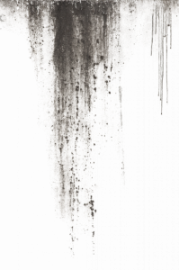 Heavy Black Ink Stain and Drip Overlay Transparent Background