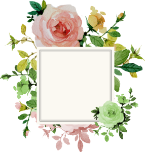 Watercolor Floral Square Wedding Frame Free PNG