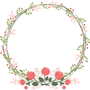 Decorative Circular Floral Wreath Frame Free PNG
