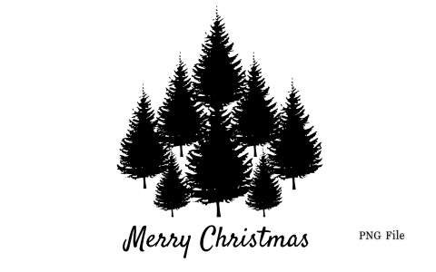 Silhouette Pine Trees Forest Transparent Background