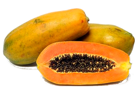 Ripe Papaya Fruit Whole and Half Free PNG