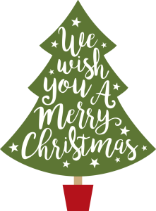 Christmas Tree with Typography Free PNG