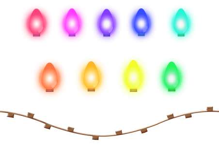 Colorful Christmas Lights String Free PNG