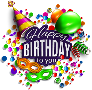 3D Glossy Happy Birthday Typography with Balloons PNG