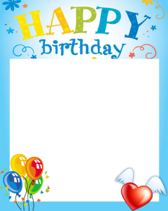 Blue Birthday Photo Frame with Balloons Free Download