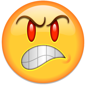 Angry Face Emoji with Red Eyes PNG Image