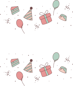 Seamless Happy Birthday Pattern With Cake And Hats Transparent Background