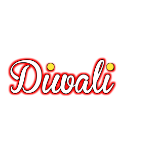 Glowing Red And White Diwali Text Typography Clipart