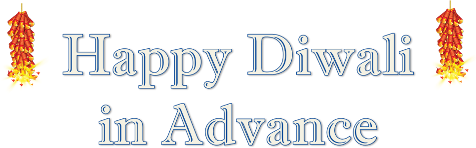 Happy Diwali In Advance Text With Firecrackers PNG Image
