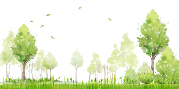 Watercolor Style Green Forest Clipart