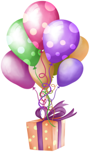 Watercolor Balloons and Gift Box Clipart