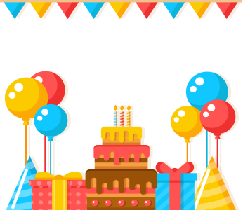 Flat Design Birthday Cake and Gifts