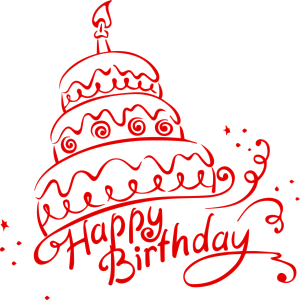 Red Sketch Happy Birthday Cake Art