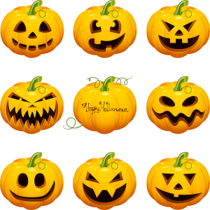 Set of 9 Halloween Pumpkin Faces