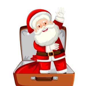 Santa Claus Waving with Suitcase