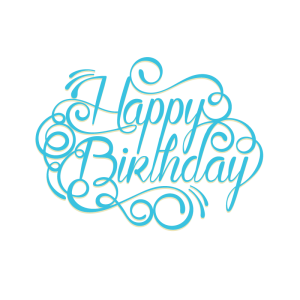 Happy Birthday Blue Calligraphy Text Free PNG