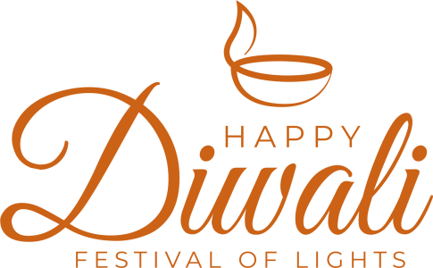 Happy Diwali Text with Diya Lamp Free PNG