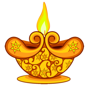 Golden Glowing Diya Lamp Free PNG