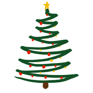 Christmas Tree Green Brush Stroke Art Free PNG