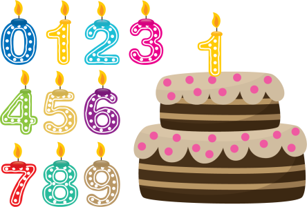 Colorful Birthday Candle Numbers Set Free PNG