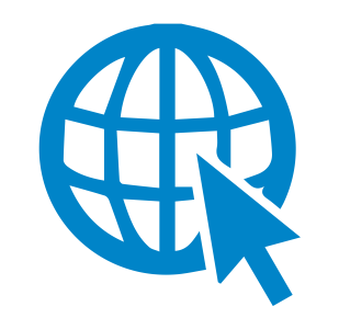 Blue World Globe with Cursor Icon Transparent Background