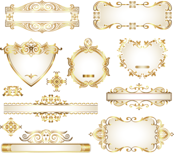 Luxury Gold Vintage Labels and Frames PNG Image