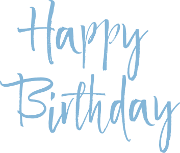 Blue Handwritten Happy Birthday Text PNG Image