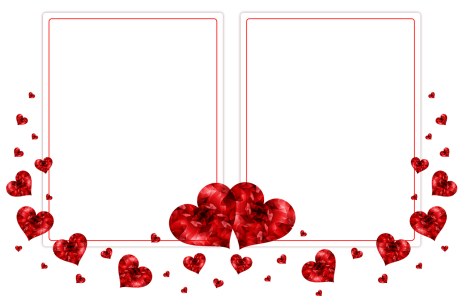 Red Crystal Hearts Photo Frame PNG Image