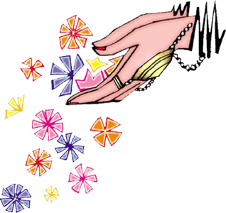 Hand Dropping Flowers Ritual Illustration Free PNG