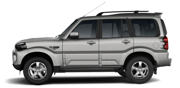 Mahindra Scorpio Silver SUV Side View Clipart