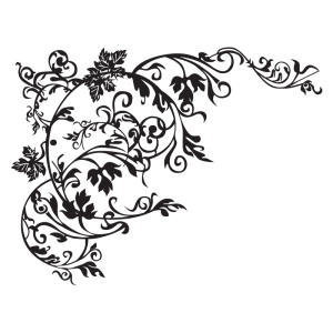 Black Corner Floral Design Clipart