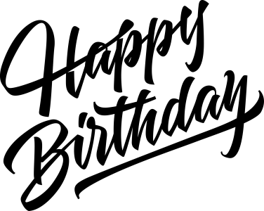 Black Happy Birthday Calligraphy Free PNG