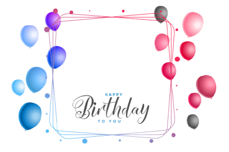 Happy Birthday Frame with Balloons PNG Image