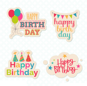 Set of Happy Birthday Badges Free Download