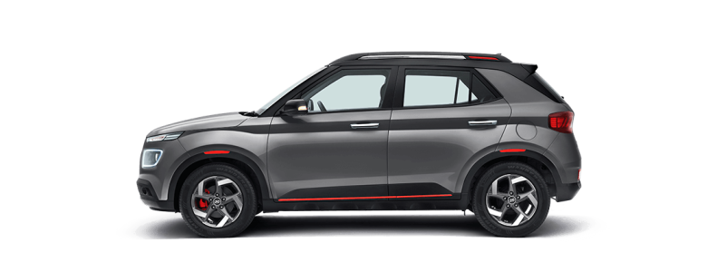 Hyundai Venue Grey Side View PNG Transparent