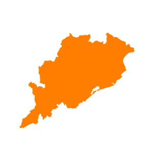 Orange Map of Odisha State PNG Image