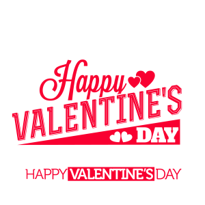 Happy Valentine's Day Typography Red PNG